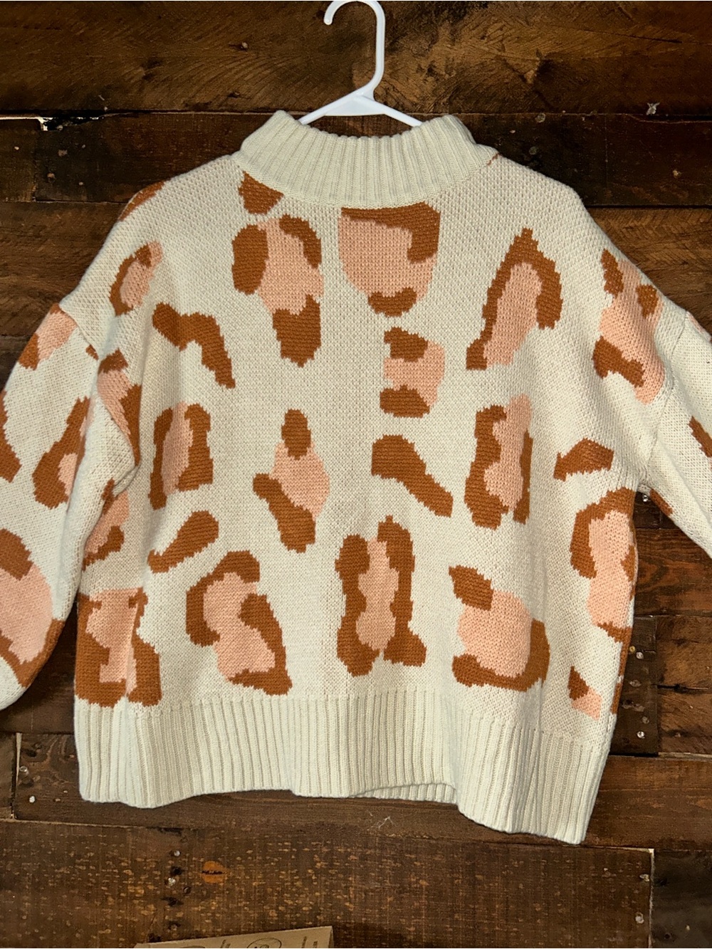 Cream Leopard-Print Cozy Sweater